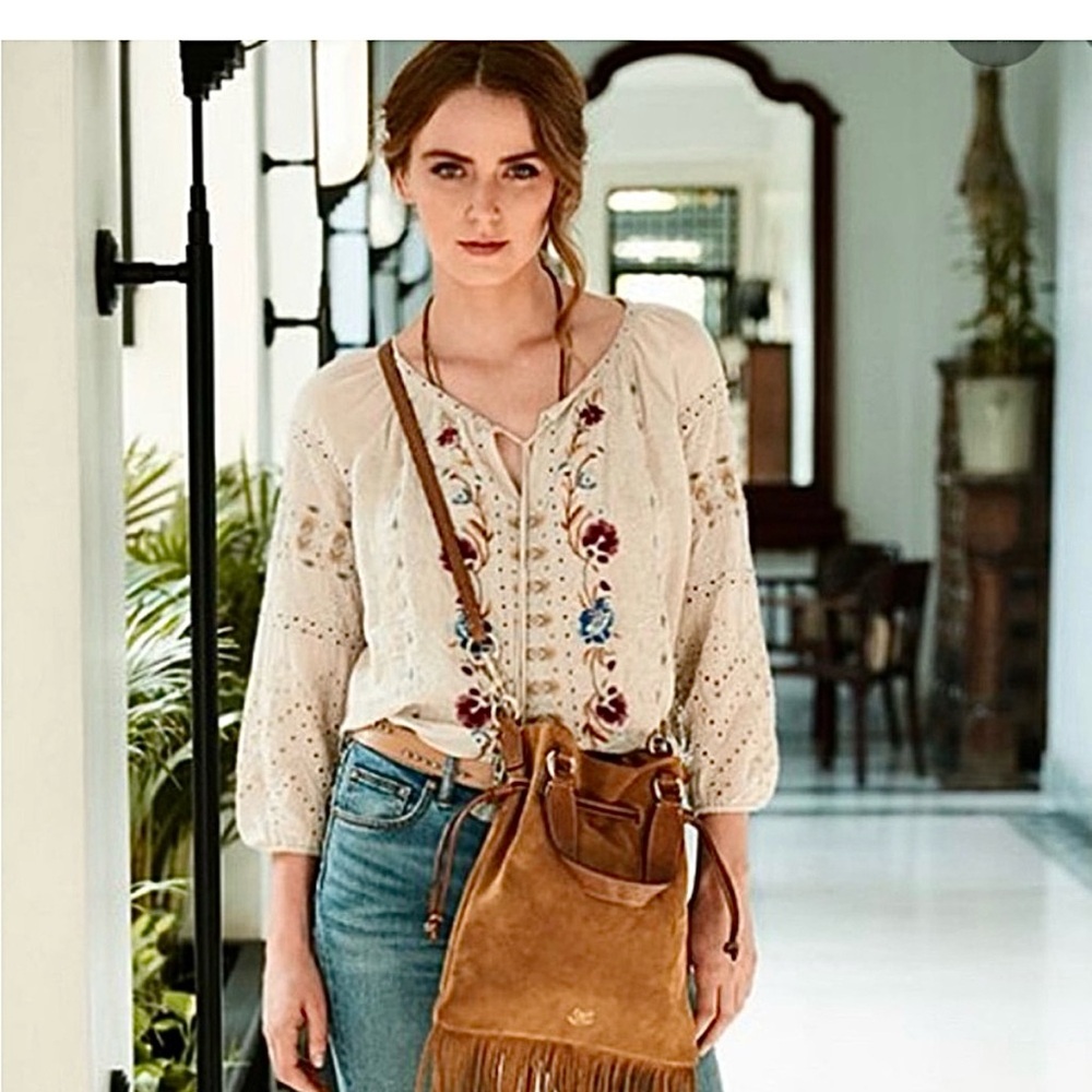 Johnny Was Embroidered taupe Women's Top L.